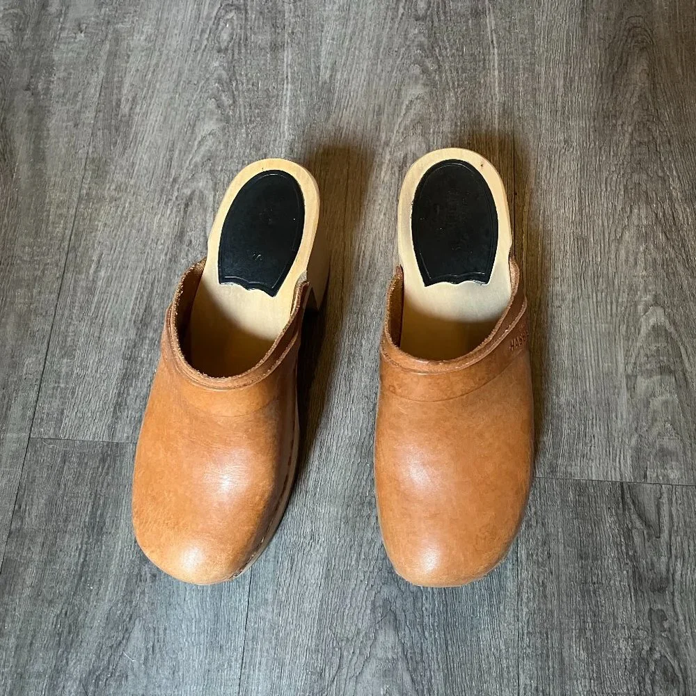 Swedish Hasbeens Louise Leather Clogs 100% Leather - Picture 6 of 10